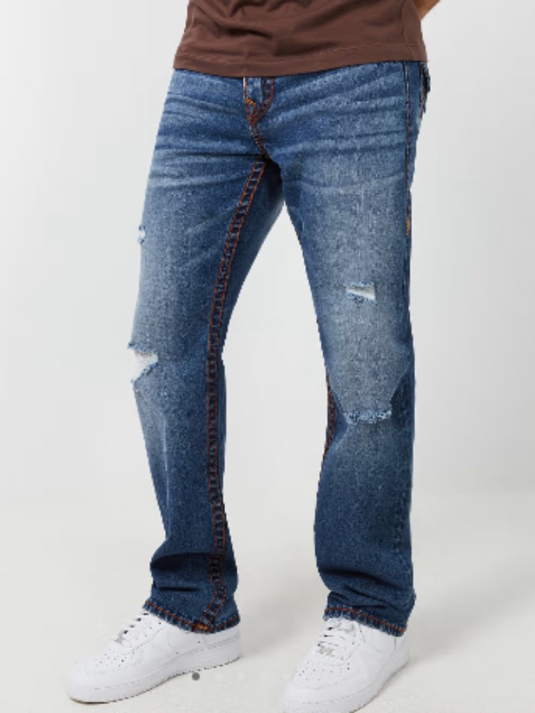 Nwt Men's Size 33 True Religion Ricky Relaxed Straight Leg Flap Jeans (Abba)